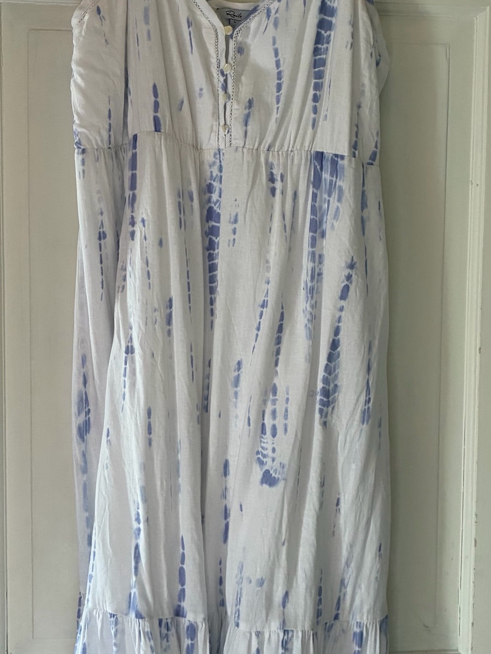 Rails White and Light Blue Tie-Dye Delilah midi dress - large - linen blend